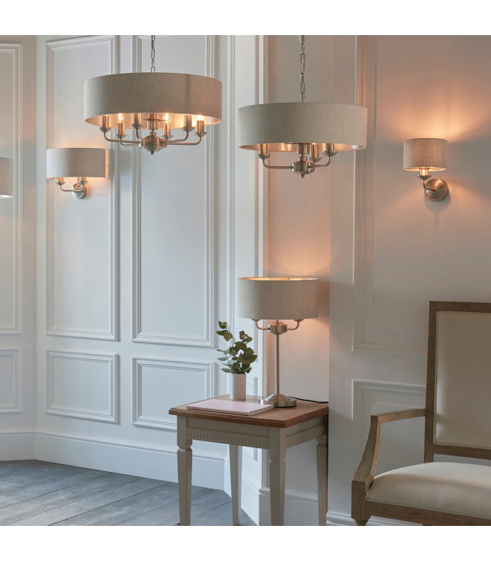 Highclere Single Shade Pendant Light Brushed Chrome Plate-3