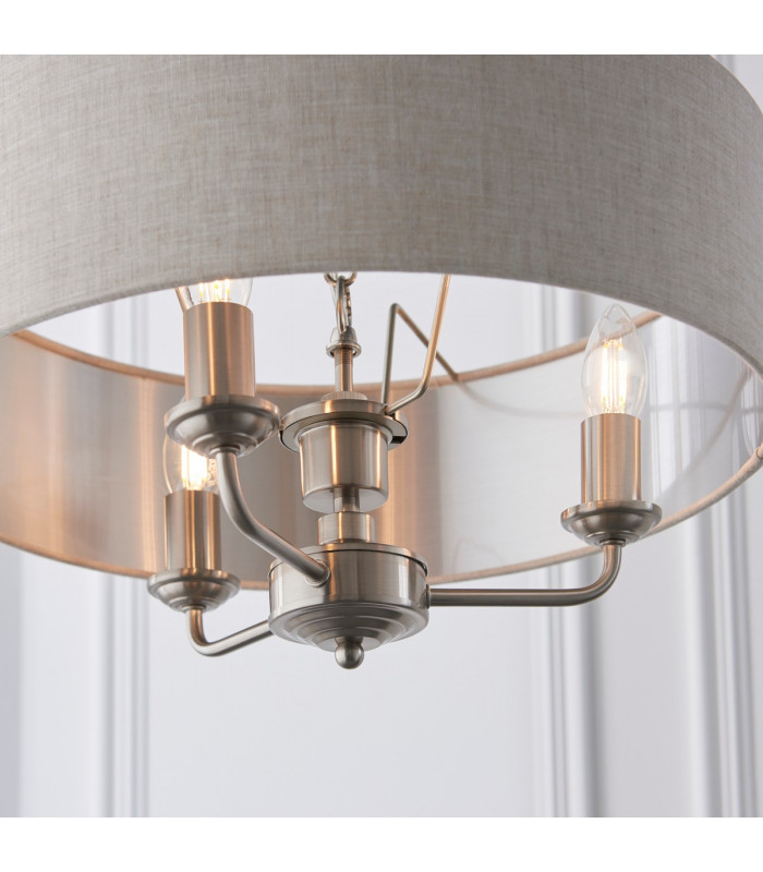 Highclere Single Shade Pendant Light Brushed Chrome Plate-4