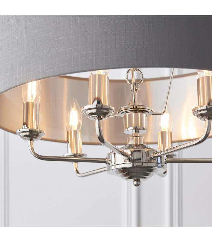 Highclere Cylindrical Pendant Light Bright Nickel Plate-2