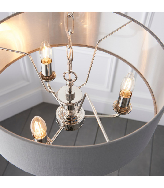 Highclere Cylindrical Pendant Light Bright Nickel Plate-5