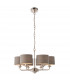 Highclere Pendant Light Bright Nickel Plate, Charcoal Fabric Multi Arm Shade