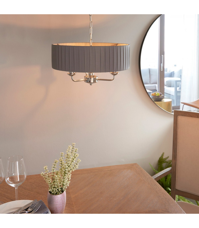 Highclere Single Shade Pendant Light Bright Nickel Plate-2