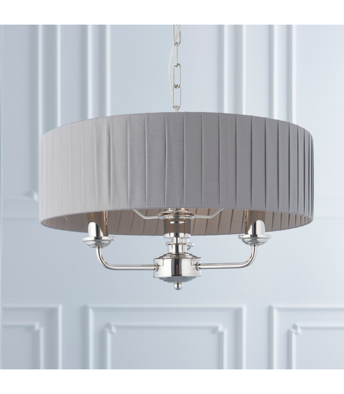 Highclere Single Shade Pendant Light Bright Nickel Plate-3