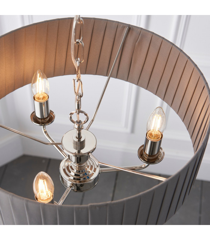 Highclere Single Shade Pendant Light Bright Nickel Plate-5