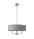 Highclere 3 Lamp Single Shade Pendant Light Bright Nickel Plate, Charcoal Fabric