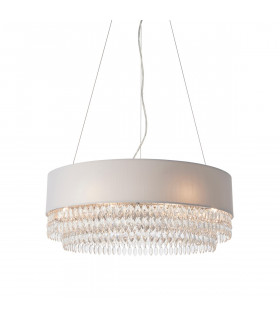 Malmesbury Single Pendant Light Silver Grey Fabric