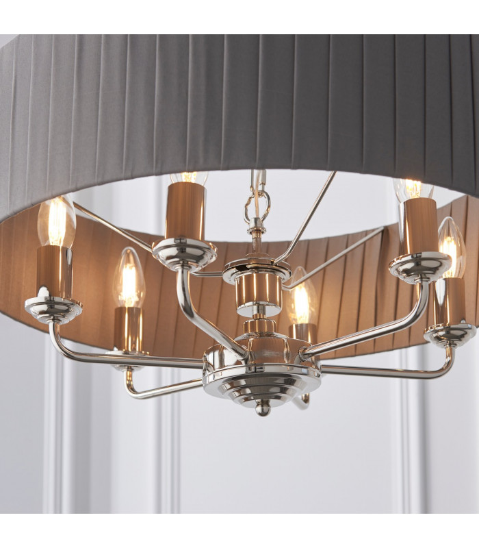 Highclere Single Shade Pendant Light Bright Nickel Plate-4