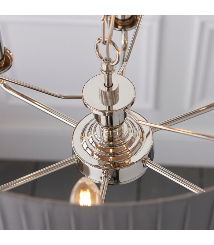 Highclere Single Shade Pendant Light Bright Nickel Plate-6