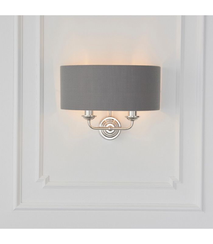 Highclere Shade Wall Lamp Bright Nickel Plate-1
