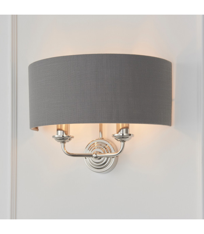 Highclere Shade Wall Lamp Bright Nickel Plate-3