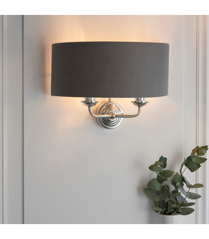 Highclere Shade Wall Lamp Bright Nickel Plate-4