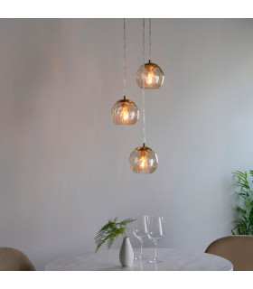 Dimple Modern Cluster 3 Light Pendant Brushed Brass-1
