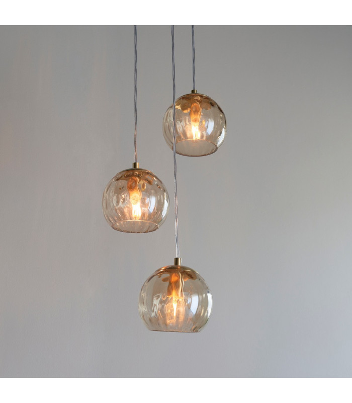 Dimple Modern Cluster 3 Light Pendant Brushed Brass-2