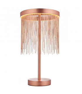 Zelma LED Table Lamp Light Fine Copper Chain Waterfall Effect Brushed Copper