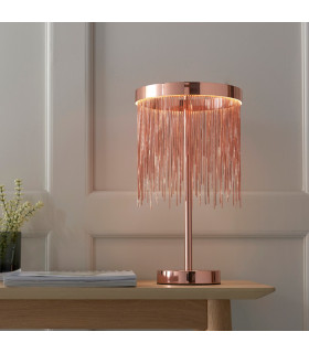 Zelma LED Table Lamp Light Fine Copper Chain Waterfall Effect Brushed Copper-1
