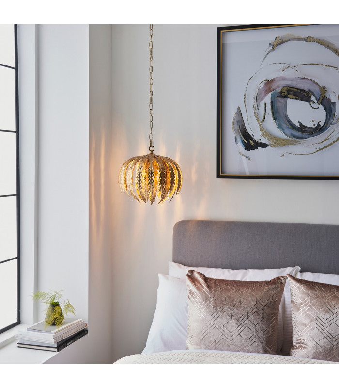 Delphine Decorative Gold Layered Leaf Ceiling Pendant Light-1