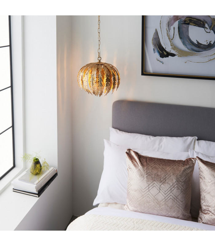 Delphine Decorative Gold Layered Leaf Ceiling Pendant Light-4