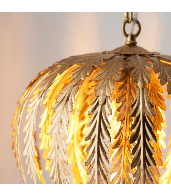 Delphine Decorative Gold Layered Leaf Ceiling Pendant Light-5