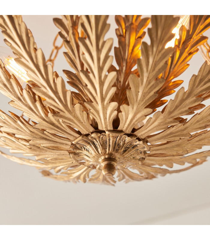 Delphine Decorative Gold Layered Leaf Semi Flush Ceiling Light-4