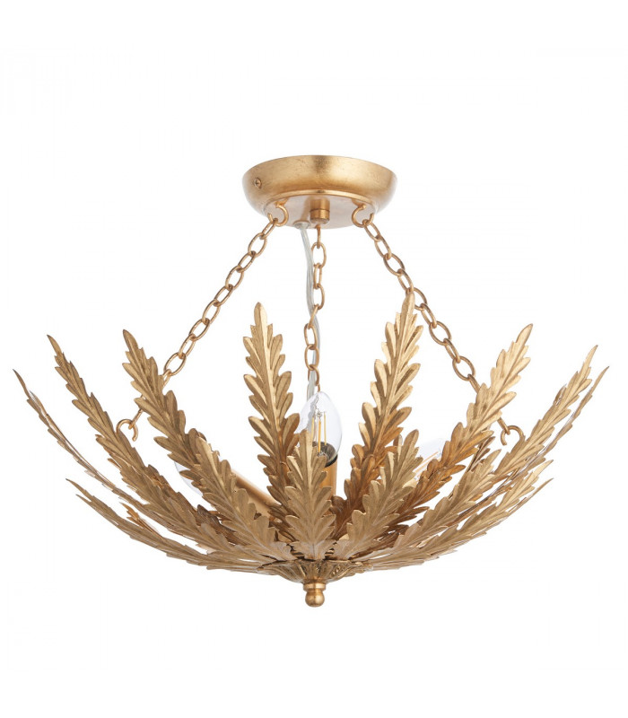Delphine Decorative Gold Layered Leaf Semi Flush Ceiling Light-5