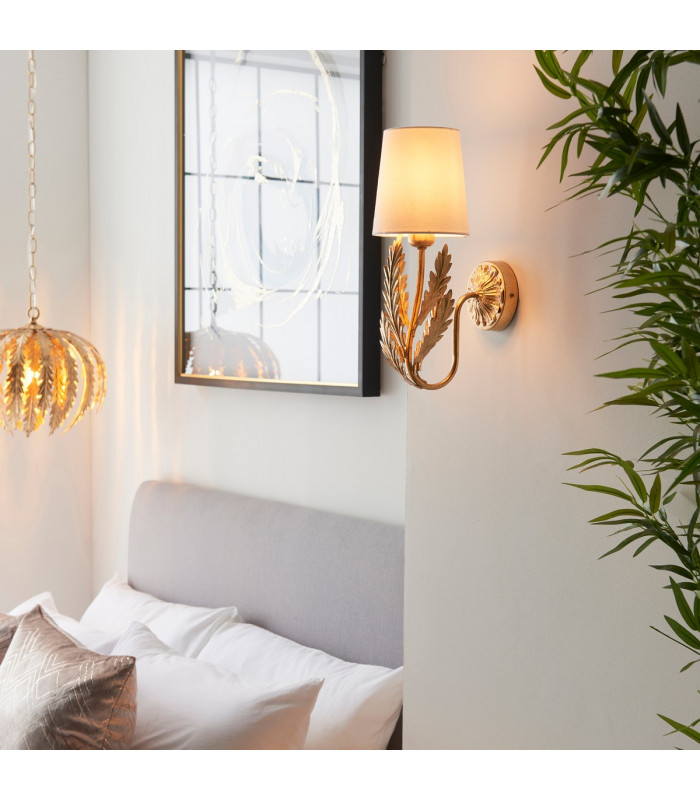 Delphine Decorative Gold Layered Leaf Wall Lamp-3
