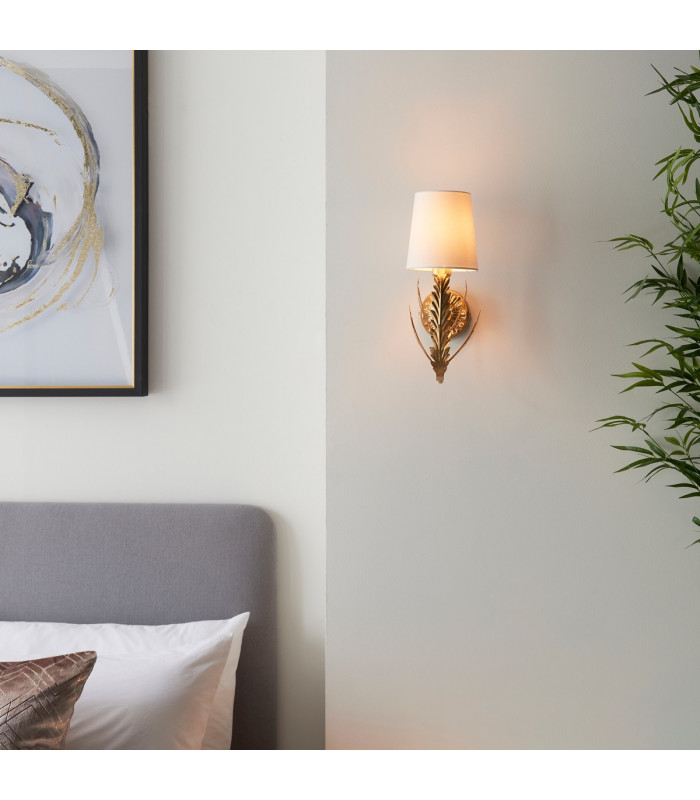 Delphine Decorative Gold Layered Leaf Wall Lamp-4