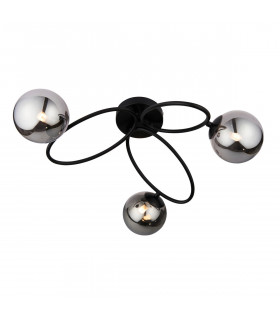 Ellipse Semi Flush 3 Light Globe Lamp Satin Black