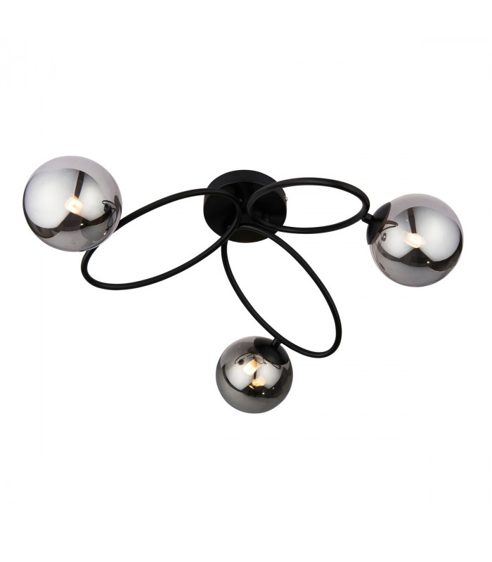 Ellipse Semi Flush 3 Light Globe Lamp Satin Black
