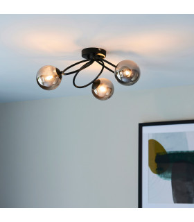 Ellipse Semi Flush 3 Light Globe Lamp Satin Black-1