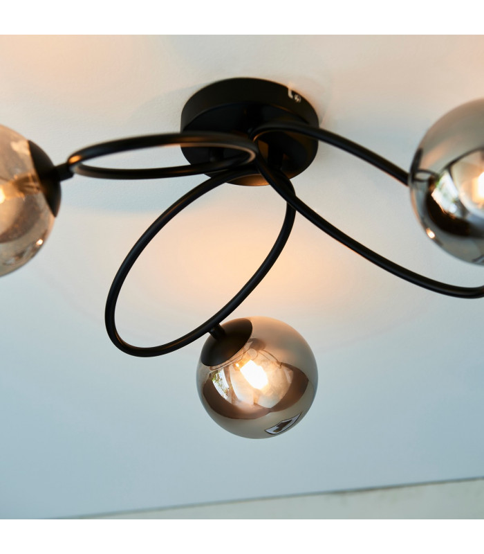 Ellipse Semi Flush 3 Light Globe Lamp Satin Black-3