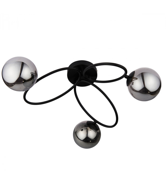 Ellipse Semi Flush 3 Light Globe Lamp Satin Black-5