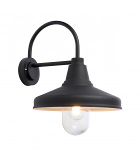 Farmhouse Traditional Outdoor Dome Wall Light Textured Black Glass Shade