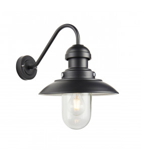 Hereford Traditional Outdoor Dome Wall Light Matt Black Glass Shade