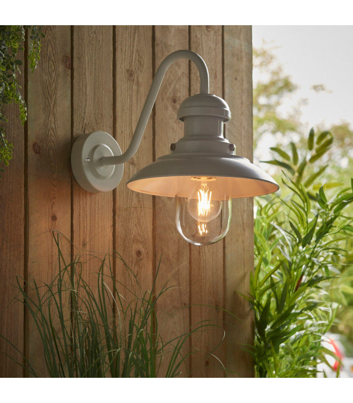 Hereford Traditional Outdoor Dome Wall Light Gloss Stone Painted Finish Glass Shade-2
