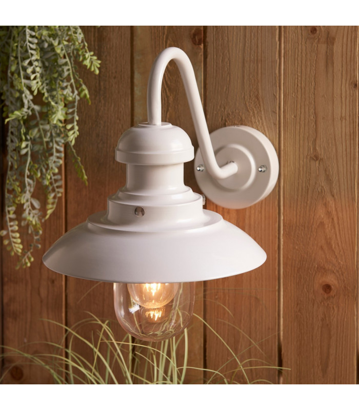Hereford Traditional Outdoor Dome Wall Light Gloss Stone Painted Finish Glass Shade-3
