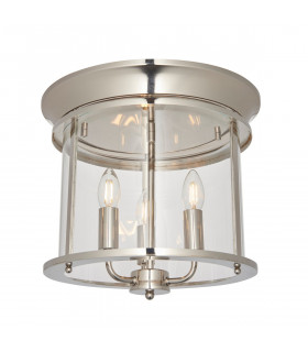 Hampworth Round Ceiling 3 Candle Lantern Bright Nickel