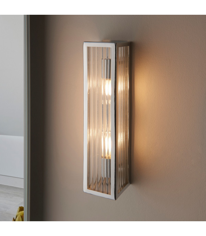 Newham Outdoor Contemporary 2 Light Wall Lamp Chrome-1