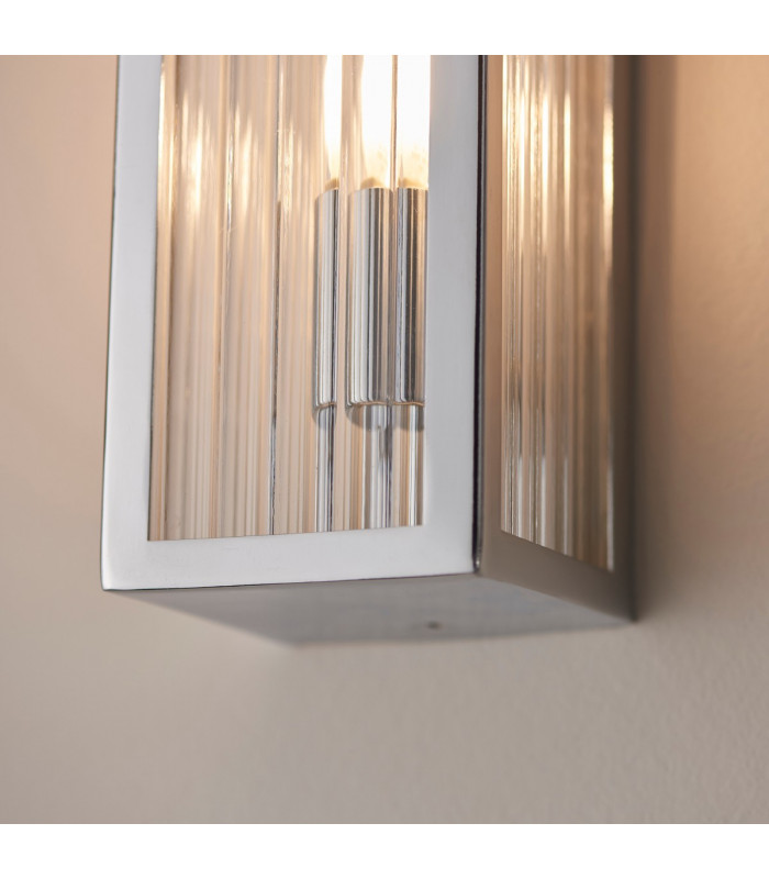 Newham Outdoor Contemporary 2 Light Wall Lamp Chrome-5