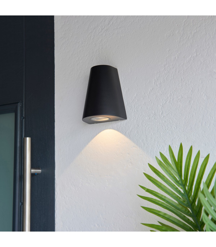 Helm Modern Outdoor Integrated LED Down Wall Light Textured Black Finish-2