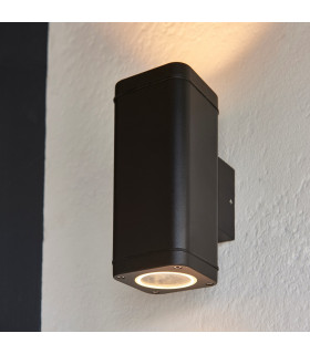 Milton Modern Architectural Outdoor Up Down Wall Light Textured Black Finish-1