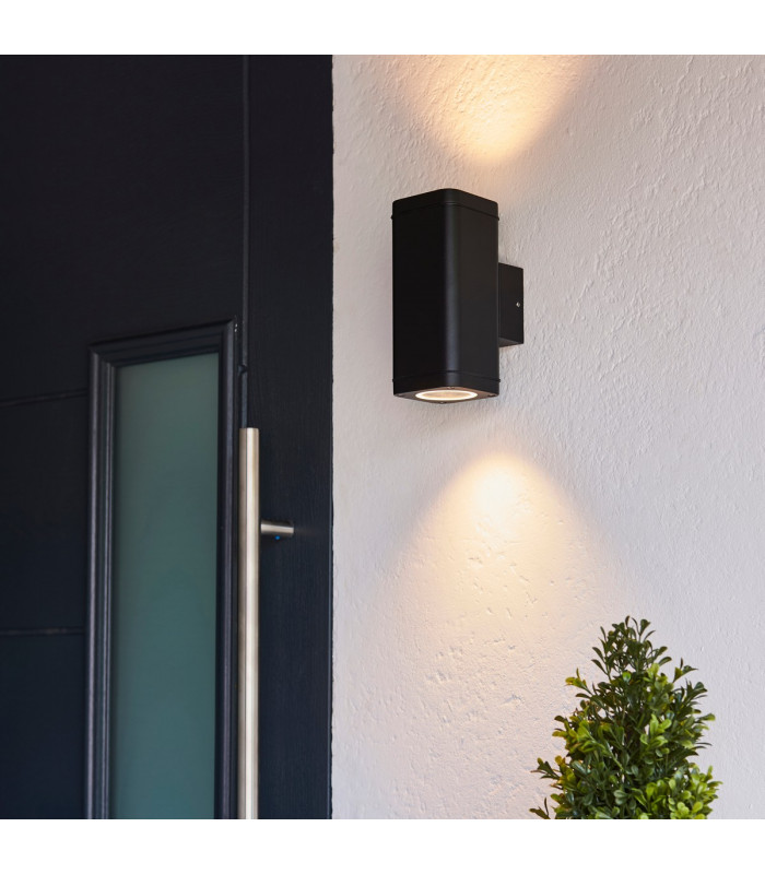 Milton Modern Architectural Outdoor Up Down Wall Light Textured Black Finish-3