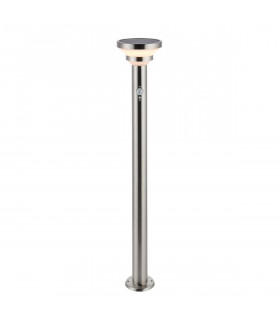 Modern Solar Powered Dimmable LED Tall Bollard Lamp Brushed Stainless Steel