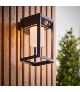 Hallam Modern Solar Powered Dimmable LED Wall Lamp Textured Black-1
