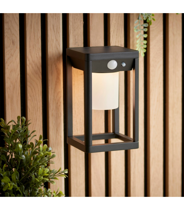 Hallam Modern Solar Powered Dimmable LED Wall Lamp Textured Black-3