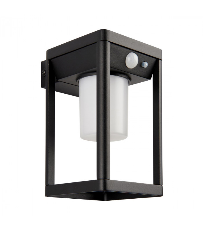 Hallam Modern Solar Powered Dimmable LED Wall Lamp Textured Black, PIR Motion & Day Night Sensors, Warm White, IP44