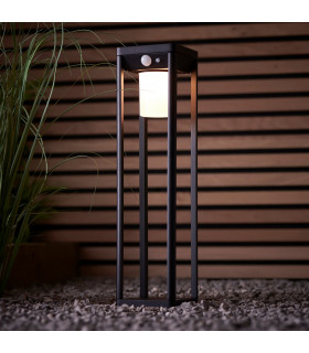 Hallam Modern Solar Powered Dimmable LED Short Bollard Lamp Textured Black-1