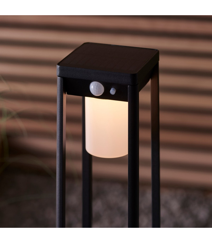 Hallam Modern Solar Powered Dimmable LED Short Bollard Lamp Textured Black-5