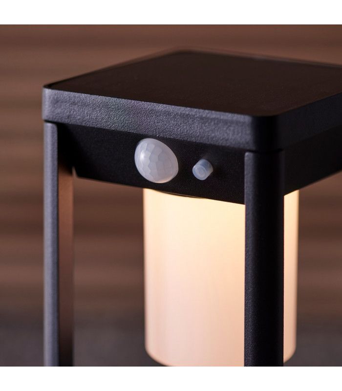 Hallam Modern Solar Powered Dimmable LED Short Bollard Lamp Textured Black-6