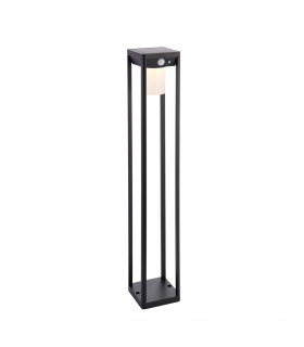 Hallam Modern Solar Powered Dimmable LED Tall Bollard Lamp Textured Black