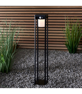 Hallam Modern Solar Powered Dimmable LED Tall Bollard Lamp Textured Black-1